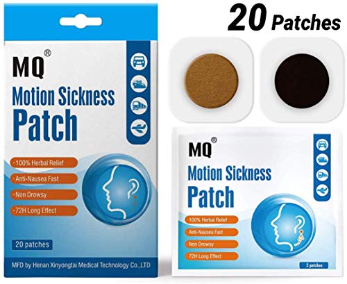 Product Cover Motion Sickness Patch - 20 Pack - Works to Relieve Vomiting, Nausea, Dizziness & Other Symptoms Resulted from Sickness of Cars, Ships, Airplanes, Cruise, Trains & Other Forms of Transport Movement.