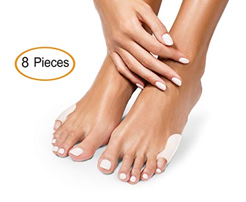 Product Cover Best Tailor's Bunion Foot Pain Relief Pad Set - 8 Soft Silicone Gel Bunionette Toe Pads for Women and Men. Tailor Bunions Toes Cushion Corrector and Protectors for Tailors, Calluses, Blisters, Corns