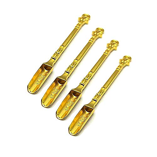 Product Cover Gold Snuff Spoon Mini Shovel Medicine Spoon Home Supplies Pendants Necklace Vials(4pc)