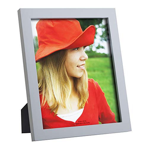 Product Cover RPJC 8x10 Picture Frames Made of Solid Wood High Definition Glass for Table Top Display and Wall Mounting Photo Frame Silvery Grey