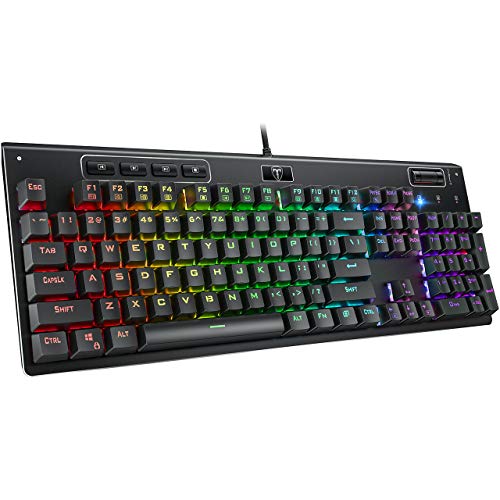 Product Cover PICTEK Mechanical Gaming Keyboard, RGB LED Backlit with 8 Multimedia & 25 Anti-Ghosting, USB Wired Quiet Ergonomic Water-Resistant Mechanical Feeling Keyboard, for Window PC Games