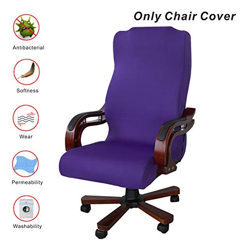 Product Cover My Decor Office Chair Covers, Removable Cover Stretch Cushion Resilient Fabric Computer Chair/Desk Chair/Boss Chair/Rotating Chair/Executive Chair Cover, Large Size, Purple