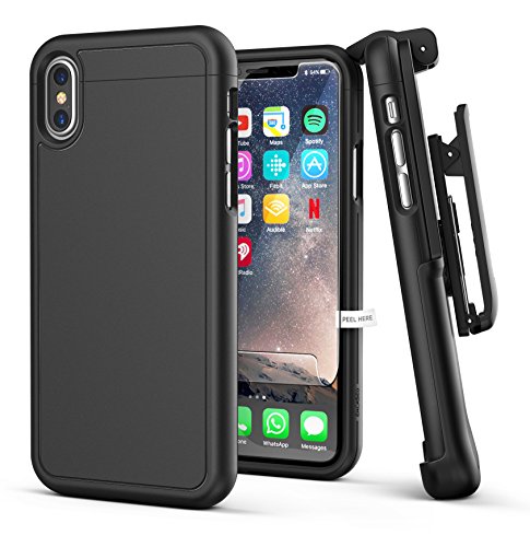 Product Cover Encased iPhone Xs Belt Clip Holster Case, Ultra Slim Protective Cover with Holster Clip for Apple iPhone Xs Phone (Slimshield Series) Smooth Black