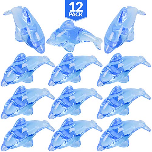 Product Cover Dolphin Cake & Cupcake Toppers - (Pack of 12) Blue Acrylic Dolphins, Sea Animals for Birthdays and Baby Showers, Under the Sea Theme, Mermaid and Nautical Party Supplies by Bedwina