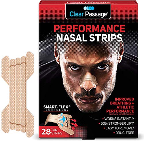 Product Cover Clear Passage Performance Nasal Strips for Athletes, Tan, 28 Count | Instantly Improves Athletic Performance + Breathing, Relieves Nasal Congestion, Reduces Snoring