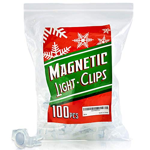 Product Cover Extra Strong Magnetic Christmas Light Clips Holiday Lighting Magnet for C9 Holiday Lighting Sockets, can be used for Patio Lighting, and with Christmas Tree and Edison Globe String lights. Pack of 100