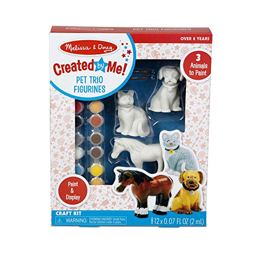 Product Cover Melissa & Doug Created by Me! Pet Figurines Craft Kit (Resin Dog, Cat, Horse, 12 Paints, 2 Brushes , Great Gift for Girls and Boys - Best for 8, 9, 10 Year Olds, 11, 12 and Up)