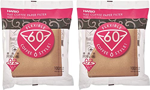 Product Cover Hario 02 100-Count Coffee Natural Paper Filters, 2-Pack Value Set (Total of 200 Sheets)