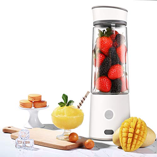 Product Cover Portable Blender, Kacsoo M610 Mini Blender Personal Smoothie Fruit Mixer Juicer Cup, Single Serve, Lightweight USB Rechargeable Travel Blender for Shakes and Smoothies, with 5200 mAh Battery (White)