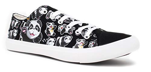 Product Cover Panda Bear Sneakers | Cute Fun Gym Trainer Animal Canvas Tennis Shoe - Women Men