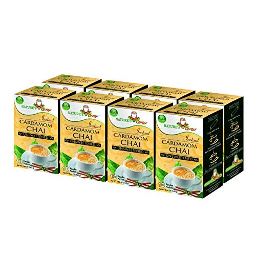 Product Cover Nature's Guru Instant Cardamom Chai Tea Drink Mix Unsweetened 10 Count Single Serve On-the-Go Drink Packets (Pack of 8)