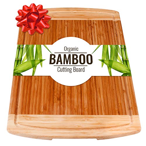 Product Cover Large Wood Cutting Board with handles & Juice Groove for Carving Vegetables or Meat Serving Tray for Cheese or salami