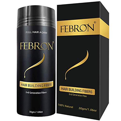 Product Cover FEBRON Hair Building Fibers - Hair Loss Concealer For Thinning Hair - Giant 30gm Hair Powder Volumizing Based (Black)