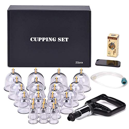 Product Cover Cupping Set,Professional Chinese Acupoint Cupping Therapy Sets Suction Hijama Cupping Set with Vacuum Magnetic Pump Cellulite Cupping Massage Kit 22-Cups