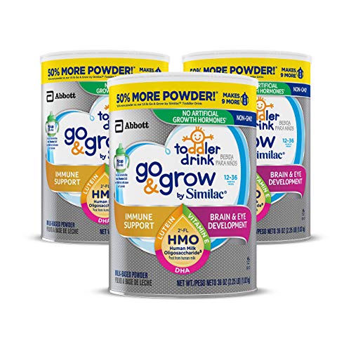 Product Cover Go & Grow by Similac Non-GMO Toddler Milk-Based Drink with 2'-FL HMO for Immune Support, Powder, 36 oz, 3 Count