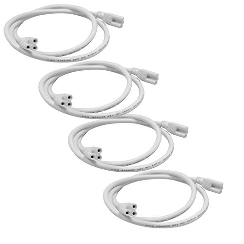 Product Cover （4-Pack ）T5 T8 LED Double End 3Pin Lamp Connecting Wire Ceiling Lights Daylight LED Integrated Tube Cable Linkable Cords for LED Tube Lamp Holder Socket Fittings with Cables White Color,（ 3.3 FT / 1M