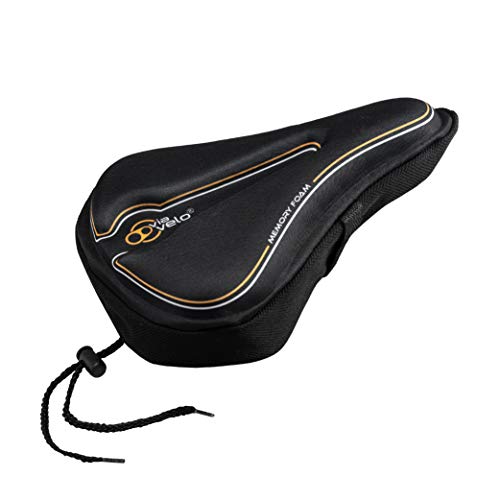 Product Cover Via Velo Bike Seat Cover Comfortable Memory Bicycle Saddle Cover for Women Men Everyone, Fits Spin Class, MTB and City Bikes, Indoor Cycling,Outdoor Cycling