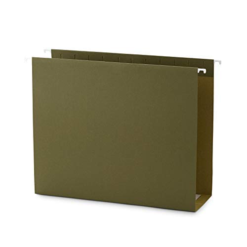 Product Cover Blue Summit Supplies Extra Capacity Hanging File Folders, 25 Reinforced Hang Folders, Heavy Duty 4 Inch Expansion, Designed for Bulky Files and Charts, Letter Size, Standard Green, 25 Pack