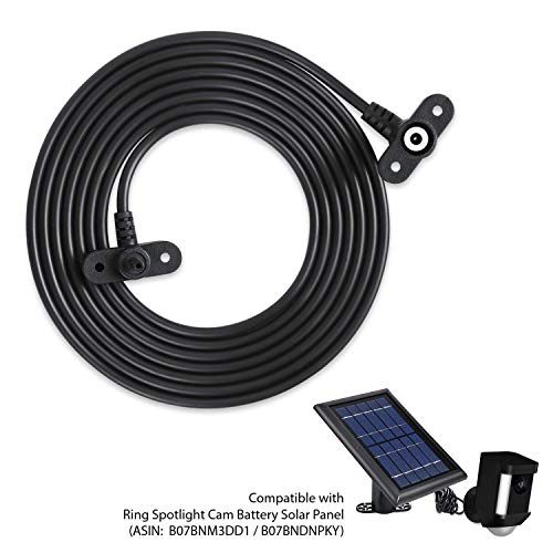 Product Cover Wasserstein Weatherproof DC Extension Cable Compatible with Ring Spotlight Cam Battery Solar Panel - Flexible Positioning of Your Solar Panel for Maximum Sunlight Exposure (Black)