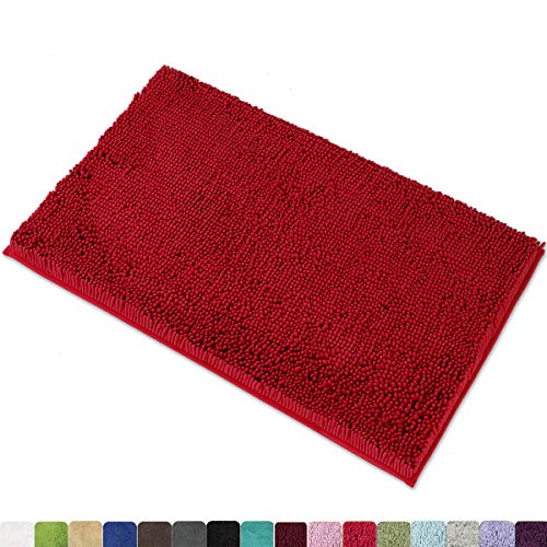 Product Cover MAYSHINE 20x32 Inches Non-Slip Bathroom Rug Shag Shower Mat Machine Washable Bath Mats with Water Absorbent Soft Microfibers of Red
