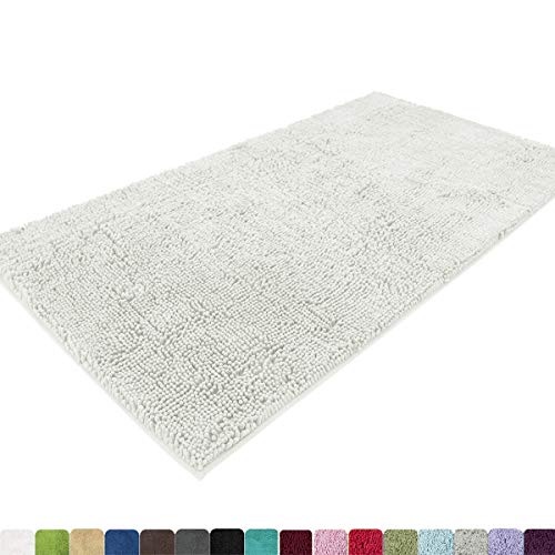 Product Cover MAYSHINE Absorbent Microfiber Chenille Door Mat Runner for Front Inside Floor Doormats, Quick Drying, Washable-31x59 Inches Light Gray