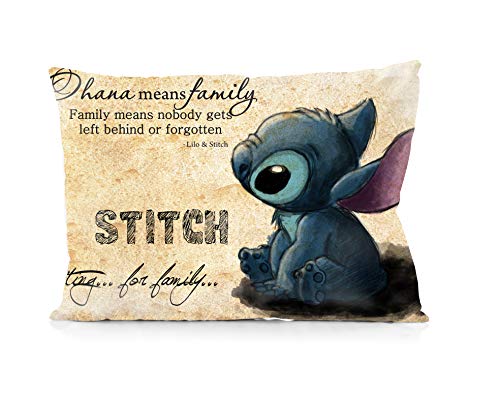 Product Cover DoubleUSA Stitch Pillowcase Lilo & Stitch Ohana Means Family Pillowcases Both Sides Print Zipper Pillow Covers 20