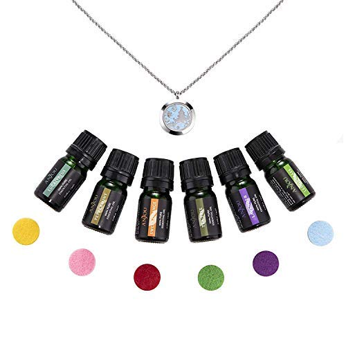 Product Cover Anjou Essential Oil Necklace Gift Set, Aromatherapy Diffuser Necklace with 6 x 100% Pure Essential.