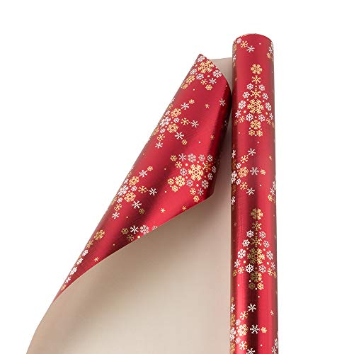 Product Cover JAM PAPER Gift Wrap - Christmas Wrapping Paper - 25 Sq Ft - Foil Snowflake Patterns - Roll Sold Individually