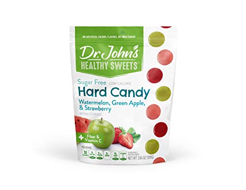 Product Cover Dr. John's Healthy Sweets Sugar-Free Fruit Hard Candy: Strawberry, Watermelon, and Green Apple - with Xylitol (3.85OZ)