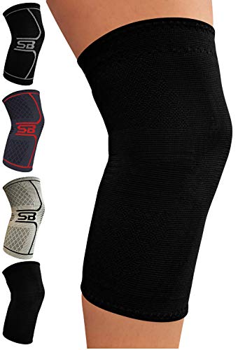 Product Cover SB SOX Compression Knee Brace for Knee Pain - Braces and Supports Knee for Pain Relief, Meniscus Tear, Arthritis, Injury, Running, Joint Pain, Support (Small, Solid - Black)
