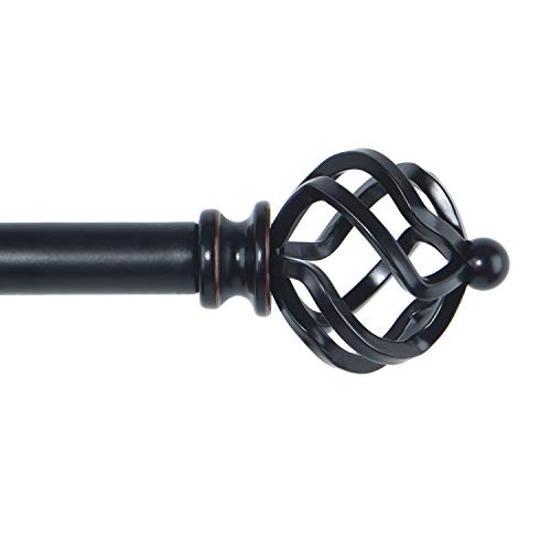 Product Cover KAMANINA 6/8 Inch Curtain Rods 28 to 48 Inches, Twisted Cage Finial, Black