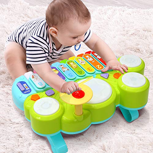 Product Cover Xylophone Table Music Toys of Ohuhu, Multi-Function Toys Kids Drum Set, Discover & Play Piano Keyboard, Xylophone Set Electronic Learning Toys for Baby Infant Toddler Kids Children