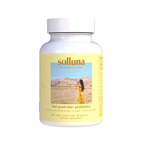 Product Cover Solluna by Kimberly Snyder Feel Good SBO+ Probiotics with Prebiotics Vegan, Organic & Shelf Stable Probiotic Supplement with Soil Based Probiotics (SBOs), Shilajit, Chaga & Turkey Tail Mushroom