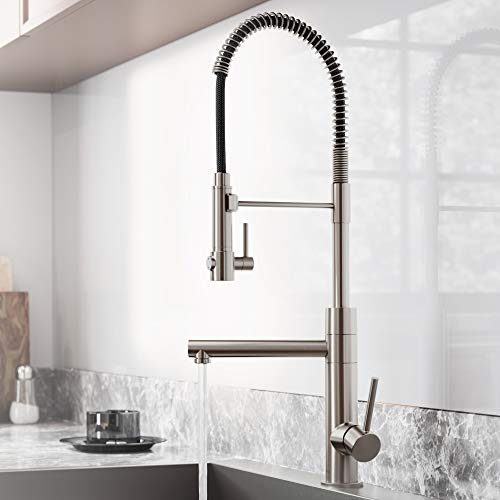Product Cover Kraus KPF-1603SFS Atrec Pro Spot Free Stainless Steel Finish 2-Function Commercial Style Pre-Rinse Kitchen Faucet with Pull-Down Spring Spout and Pot Filler, 24.75 Inch