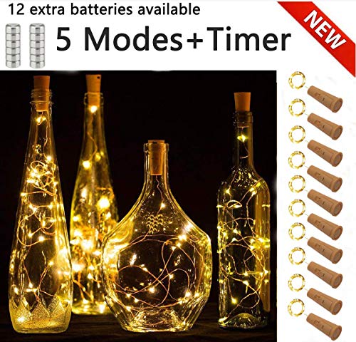 Product Cover SFUN Wine Bottle Lights with Cork, 5 Dimmable Modes with Timer 10 Pack -12 Replacement Battery Operated LED Silver Copper Wire Fairy String Lights for DIY, Party, Decor,Christmas, Halloween,Wedding