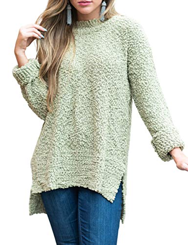 Product Cover MEROKEETY Women's Long Sleeve Sherpa Fleece Knit Sweater Side Slit Pullover Outwears