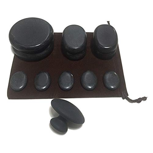 Product Cover Bestnewie Massage Hot Stones with Mushroom Shaped Massage Guasha Tool, 12 pcs in Total, Hot Stone Massage Kit, Hot Stone Massage,Basalt Hot Rocks for Spa, Massage Therapy, Storage Velvet Bag Included