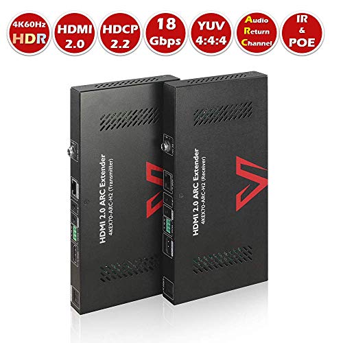 Product Cover AV Access HDMI 2.0 ARC Extender (HDBaseT), 4K@60Hz HDR10 18Gbps over Single CAT5e/6/7 Cable, HDCP2.2, S/PDIF Audio, CEC, Bidirectional PoC & IR, RS232 Control, Audio Return Channel,Dolby Atmos & DTS:X