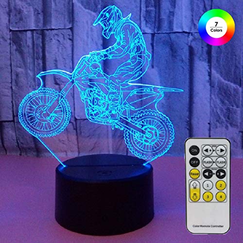 Product Cover Aidool Night Lights for Kids Motocross Lamp 3D Night Light Bedside Lamp 7 Colors Changing with Remote Control Birthday Gifts for Boys Girls Kids Baby