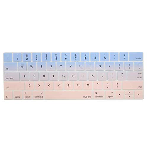Product Cover MOSISO Keyboard Cover Compatible with MacBook Pro with Touch Bar 13 and 15 Inch 2019 2018 2017 2016 (Model: A2159, A1989, A1990, A1706, A1707), Silicone Skin Protector, Blue and Rose Quartz