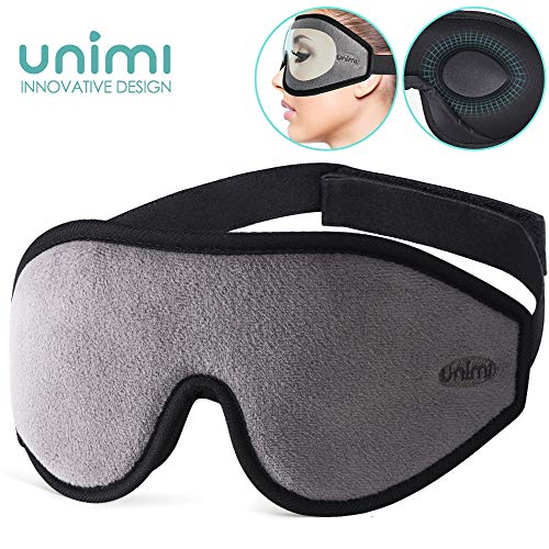 Product Cover Eye Mask for Sleeping, Unimi 3D Contoured Sleep Mask for Women Men, Super Soft and Comfortable,100% Blockout Light 3D Eye Cover & Blindfold for Travel, Shift Work, Naps (Grey)