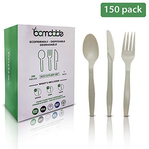 Product Cover Compostable CPLA Heavyweight Disposable Cornstarch Cutlery Set 150 Count | 7