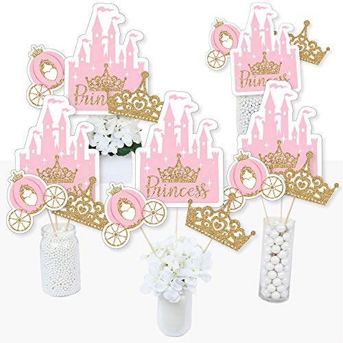 Product Cover Little Princess Crown - Pink and Gold Princess Baby Shower or Birthday Party Centerpiece Sticks - Table Toppers - Set of 15
