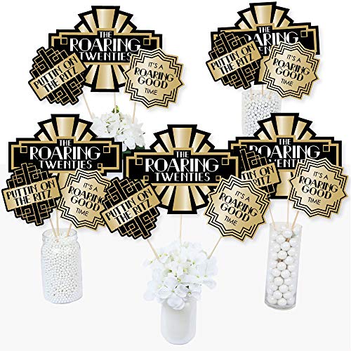 Product Cover Roaring 20's - 1920s Art Deco Jazz Party Centerpiece Sticks - Table Toppers - 2020 Graduation and Election Party - Set of 15