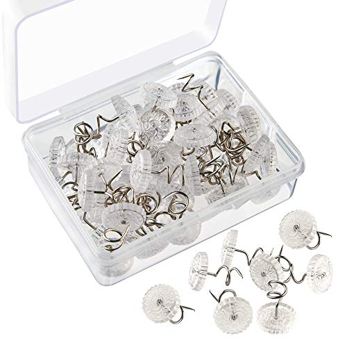 Product Cover KUUQA Upholstery Twist Pins Clear Heads Bed Skirt Pin for Hold Slipcovers and Bedskirts Decoration, 50 Pcs