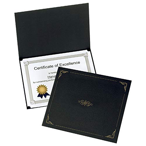Product Cover Oxford Certificate Holders, Black, Letter Size, 25 Per Pack (299550)