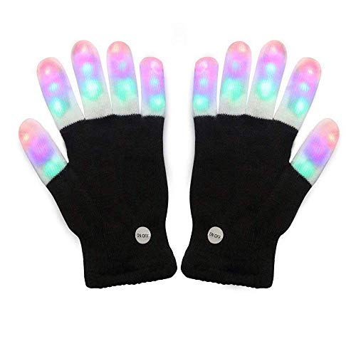Product Cover Amazer Light Gloves Adult and Big Children's Finger Light Flashing LED Warm Gloves with Lights for Halloween Birthday Light Party Christmas Xmas Dance Thanksgiving Day Gifts for More Fun- Black