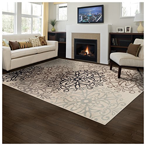 Product Cover Superior Leigh Modern Area Rug Floral Medallion, 6' x 9', Beige