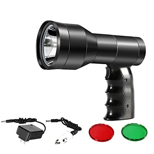 Product Cover GearOZ Hunting Spotlight Kit, Rechargeable Handheld Hunting Scan Light-LED White Light Red Dot Sight for Aiming Targets Red Green Lens for Scanning Coyotes Predators Coons Varmints Hogs