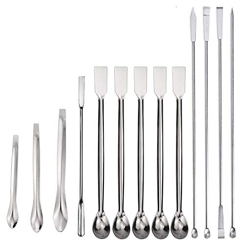 Product Cover 13Pcs Stainless Steel Lab Spatula Micro Scoop Reagent Laboratory Mixing Spatula 22cm Long Sampling Spoon